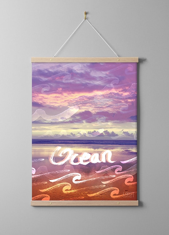 affiche ocean et lettering
