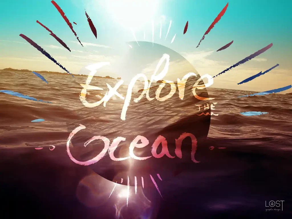 explore océan photo lettering